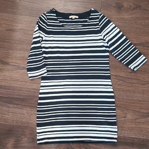 Banana Republic Navy and White Striped 3/4 Sleeve Dress size small